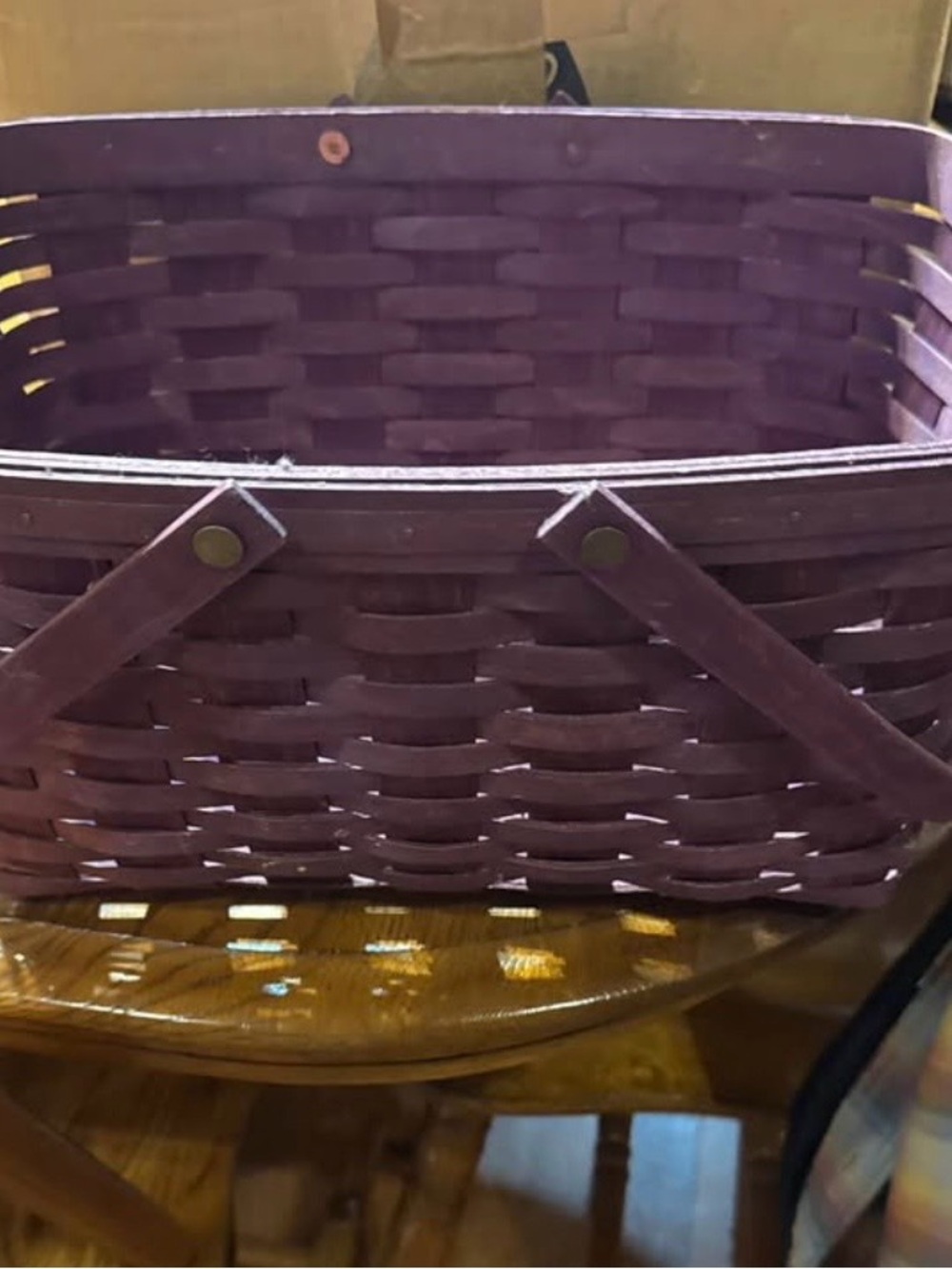 Longaberger Purple Woven Market Basket with Handles